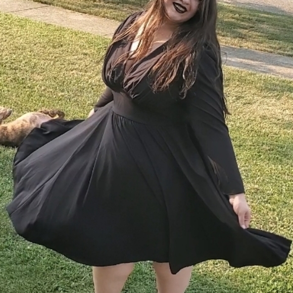 Luna 40s Swing Dress in Black Crepe Pinup Couture - Picture 5 of 7